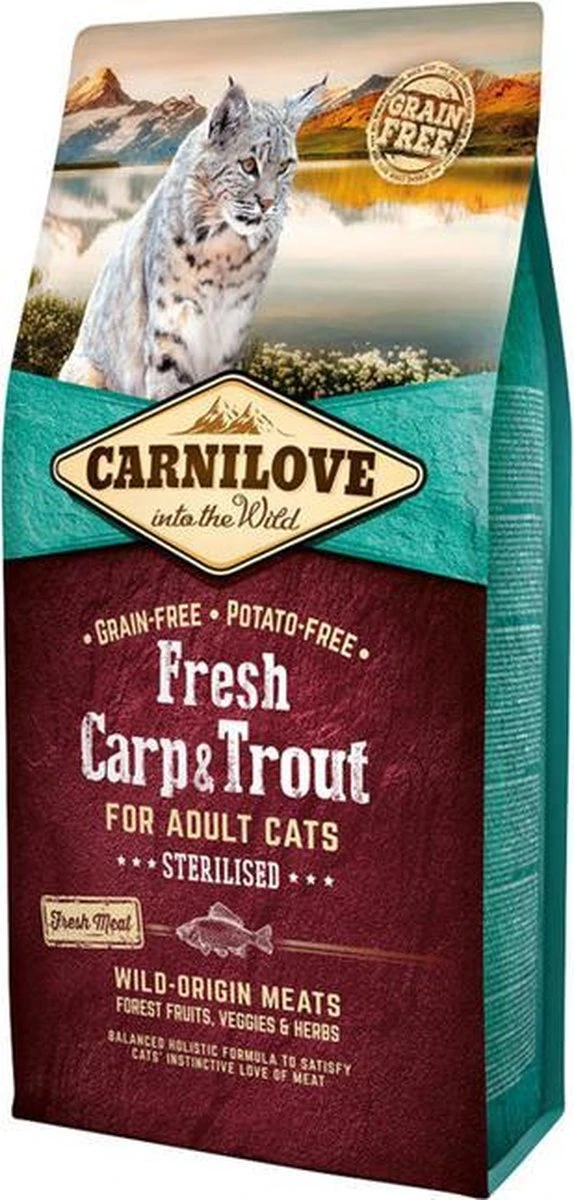 Carnilove Cat Grain Free Fresh Carp & Trout 6 Kg - Kat 3 Carnilove Cat Grain Free Fresh Carp & Trout 6 Kg - Kat