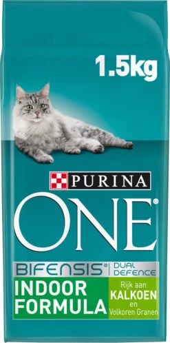 Purina One PURINA® ONE Indoor Rijk Aan Kalkoen & Volkoren Granen Brokjes 1,5 Kg -Kattenbenodigdheden Winkel 595x1200