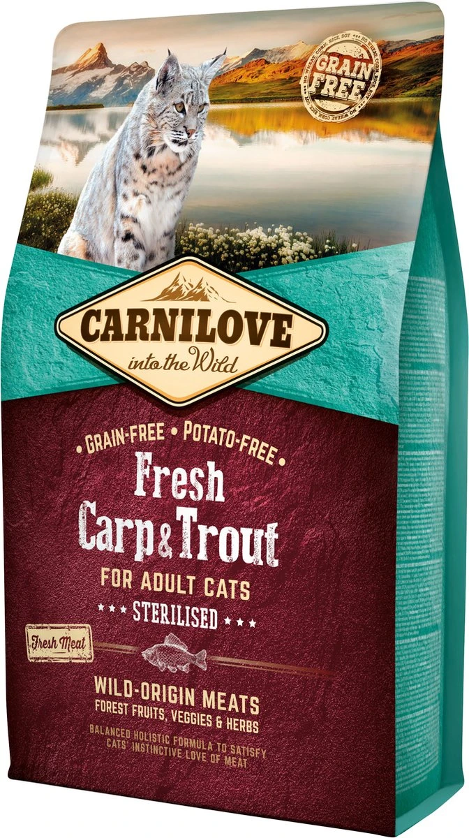 Carnilove Cat Grain Free Fresh Carp & Trout 6 Kg - Kat 5 Carnilove Cat Grain Free Fresh Carp & Trout 6 Kg - Kat - Afbeelding 3