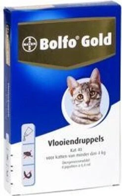 Bayer Bolfo Gold 40 Anti Vlooienmiddel - Kat - 0 Tot 4 Kg - 4 Pipetten -Kattenbenodigdheden Winkel 751x1200
