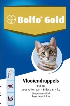 Bayer Bolfo Gold 40 Anti Vlooienmiddel - Kat - 0 Tot 4 Kg - 4 Pipetten