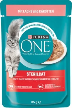 PURINA ONE Katten Natvoer Sterilcat Met Zalm & Wortelen In Saus, 85 G