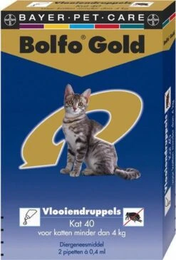 Bayer Bolfo Gold 40 Anti Vlooienmiddel - Kat - 0 Tot 4 Kg - 4 Pipetten -Kattenbenodigdheden Winkel 811x1200