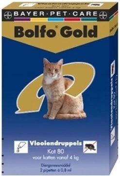 Bayer Bolfo Gold 80 Anti Vlooienmiddel - Kat - >4 Kg - 2 Pipetten -Kattenbenodigdheden Winkel 818x1200