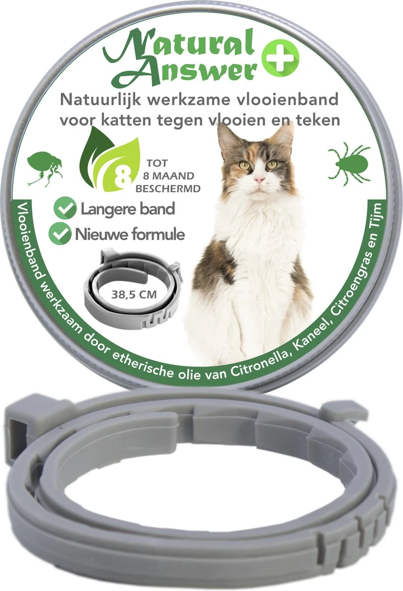 Teken- En Vlooienband Voor Katten PLUS - Natuurlijk Middel Tegen Vlooien En Teken - 100% Natuurlijk - 38,5 CM - Tot 8 Maand Werkzaam - Biologisch 3 Teken- En Vlooienband Voor Katten PLUS - Natuurlijk Middel Tegen Vlooien En Teken - 100% Natuurlijk - 38,5 CM - Tot 8 Maand Werkzaam - Biologisch