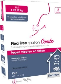 Flea Free Ectoline Duo Kat - Tegen Vlooien En Teken - 2 Pipetten -Kattenbenodigdheden Winkel 866x1200