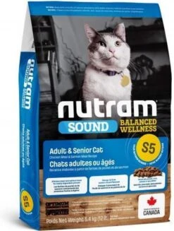 Nutram Kattenvoer Adult & Senior S5 5,4 Kg - Kat -Kattenbenodigdheden Winkel 906x1200