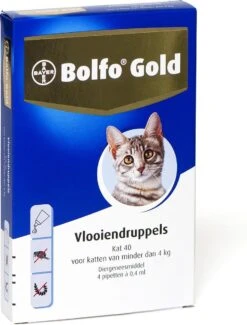 Bayer Bolfo Gold 40 Anti Vlooienmiddel - Kat - 0 Tot 4 Kg - 4 Pipetten -Kattenbenodigdheden Winkel 913x1200 1