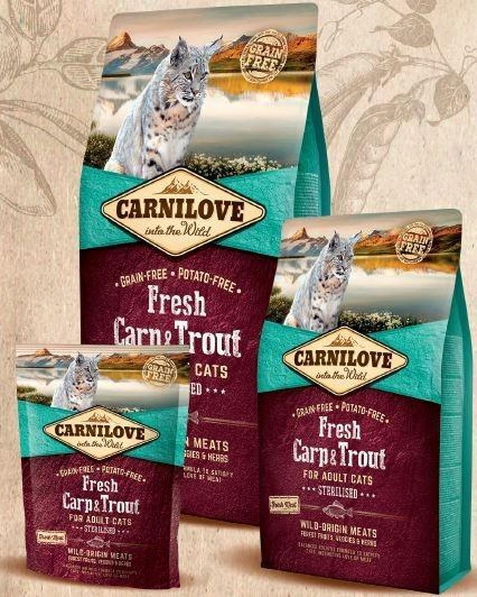 Carnilove Cat Grain Free Fresh Carp & Trout 6 Kg - Kat 4 Carnilove Cat Grain Free Fresh Carp & Trout 6 Kg - Kat - Afbeelding 2